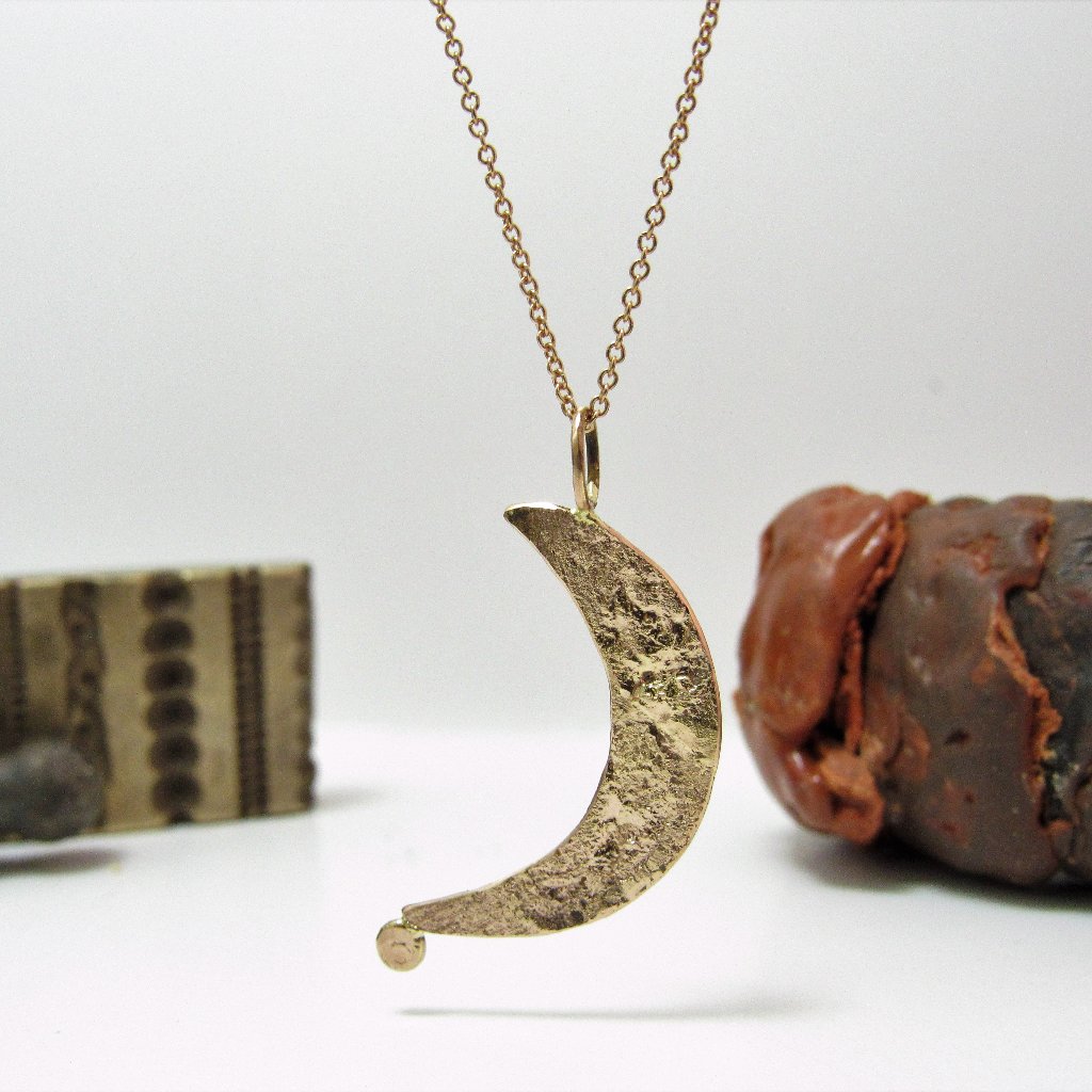 Moon Necklace. Gold Necklace.